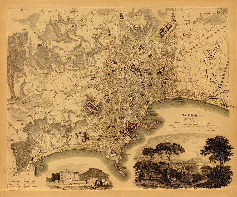 Map of Naples 1835 Photograph by Andrew Fare