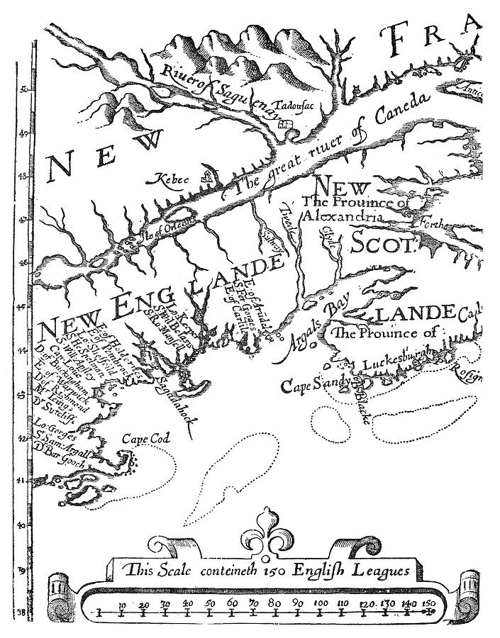 Map Of New England, 1624 by Granger