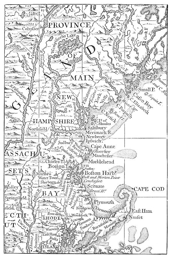 Map Of New England, 1732 Painting by Granger - Fine Art America