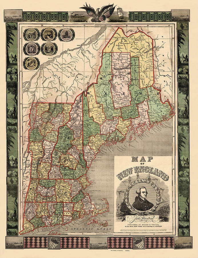 Map of New England 1847 Photograph by Andrew Fare