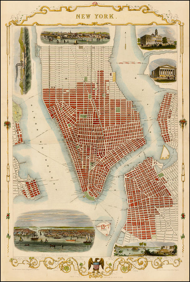 Map of New York 1851 Photograph by Andrew Fare