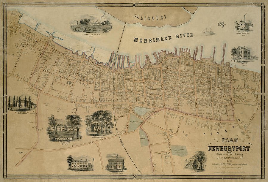 Map of Newburyport 1851 Photograph by Andrew Fare