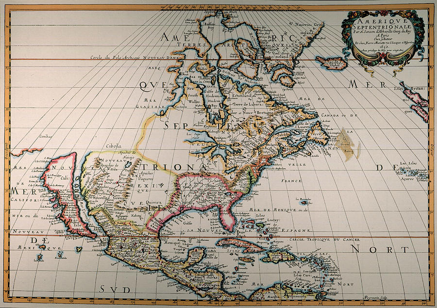 Map Painting - Map Of North America, 1650 by Granger