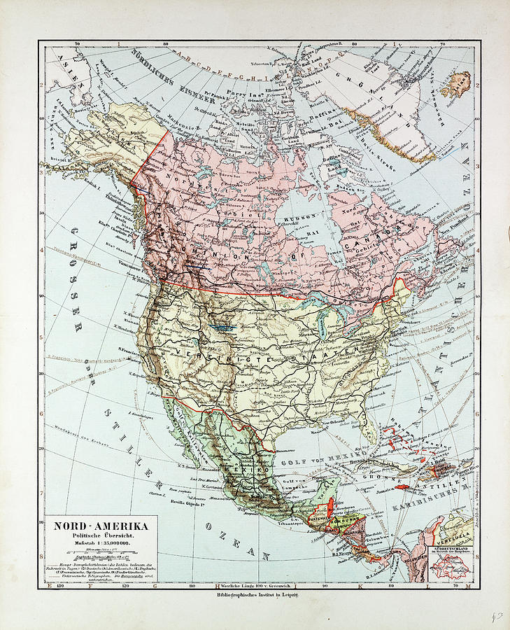 Map Of North America 1899 Drawing by English School - Fine Art America