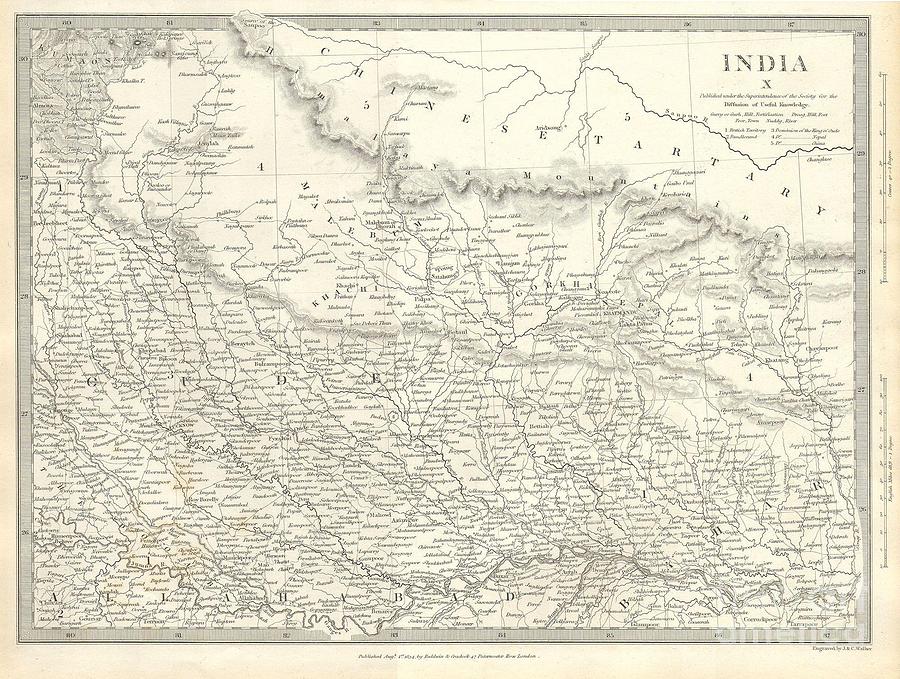 Map of North India Nepal and Allahabad Photograph by Paul Fearn - Pixels