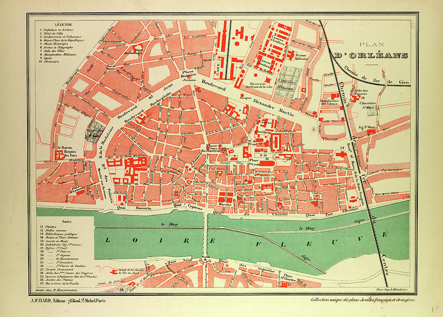 Map Of Orlans France Drawing by French School - Fine Art America