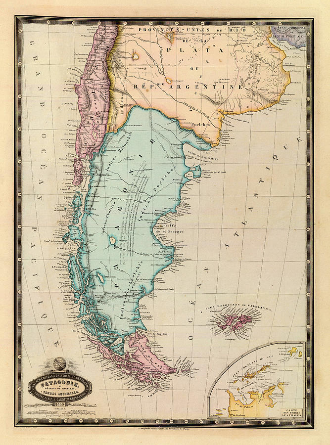 Map of Patagonia 1860 Photograph by Andrew Fare