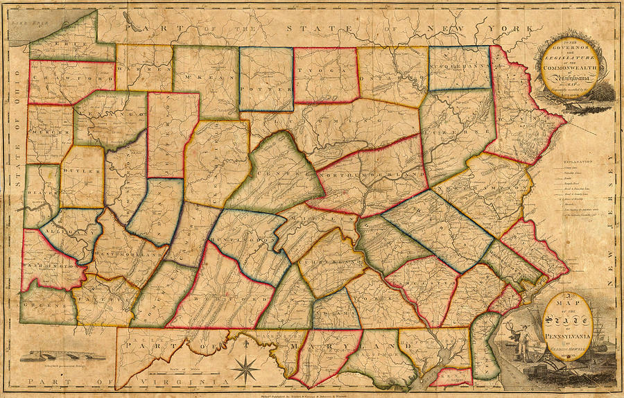 Map of Pennsylvania 1811 Photograph by Andrew Fare