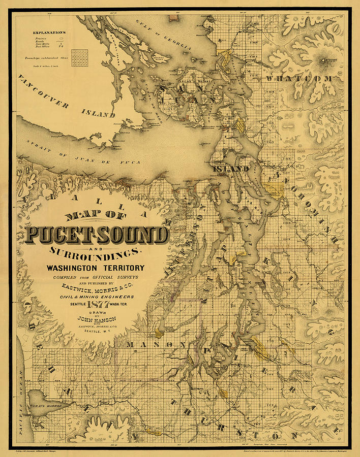 Map of Puget Sound 1877 Photograph by Andrew Fare