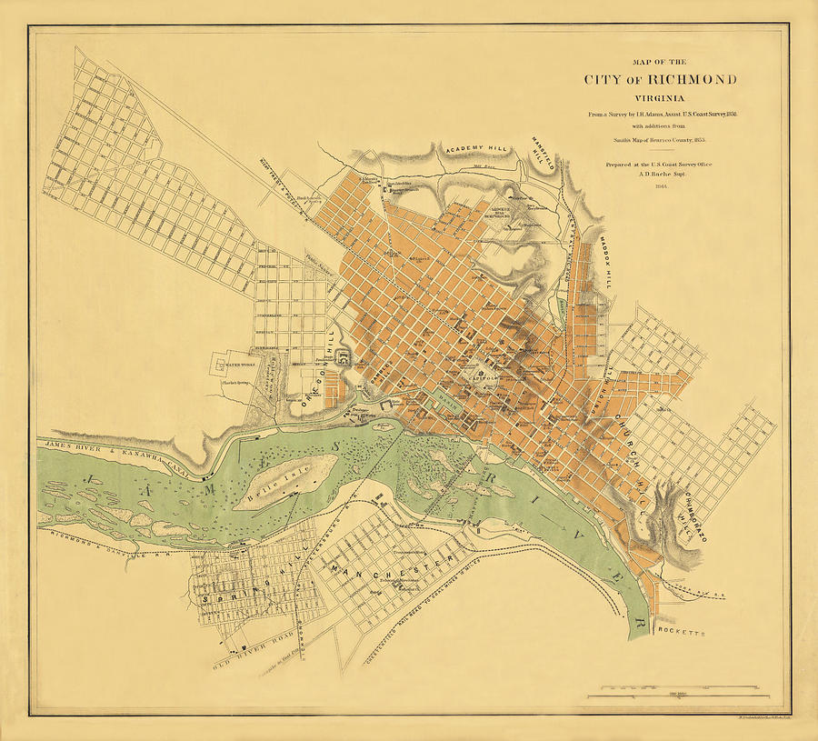 Map of Richmond 1864 Photograph by Andrew Fare - Pixels