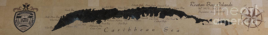 Map of Roatan Bay Islands Photograph by Steven Parker