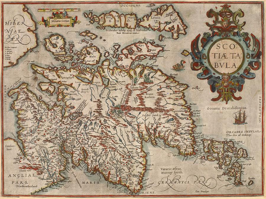 Map of Scotland Painting by Abraham Ortellius