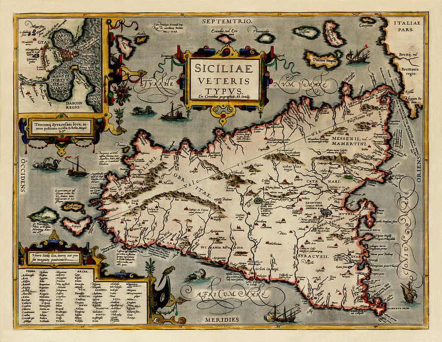 Map of Sicily 1584 Photograph by Andrew Fare