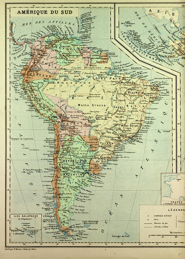 Map Of South America Drawing by English School - Fine Art America