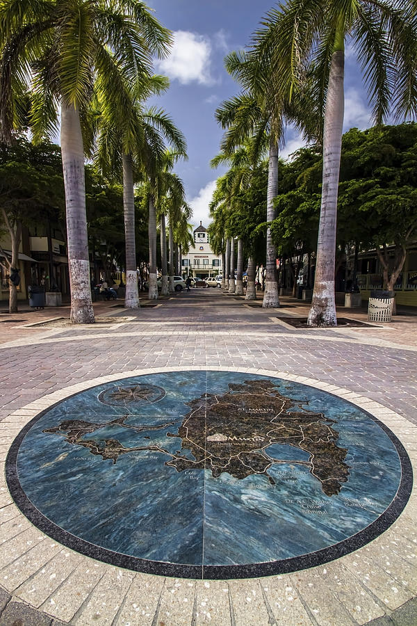 Map of St. Maarten in the boardwalk Photograph by Sven Brogren