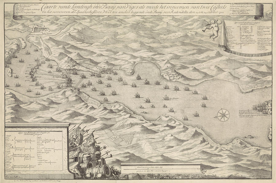 Map Of The Battle Of Vigo, October 23, 1702 Drawing by Artokoloro ...