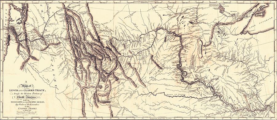 Map Of The Lewis And Clark American Expedition 1804 1806 Published 1814 Drawing By American 