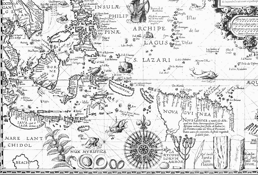 Map Photograph - Map Of The Moluccas, 1595 by Granger