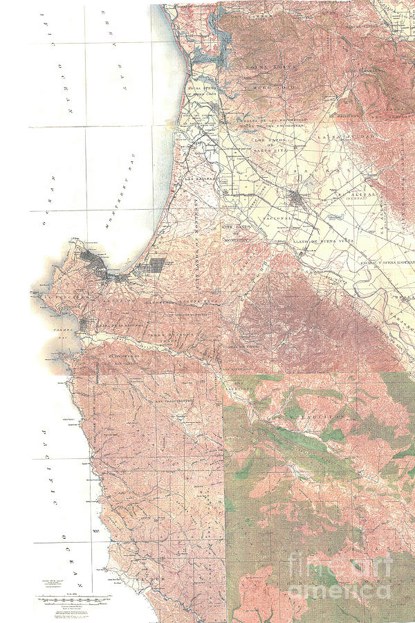 Map Photograph - Map of the Monterey California 1912 by Monterey County Historical Society