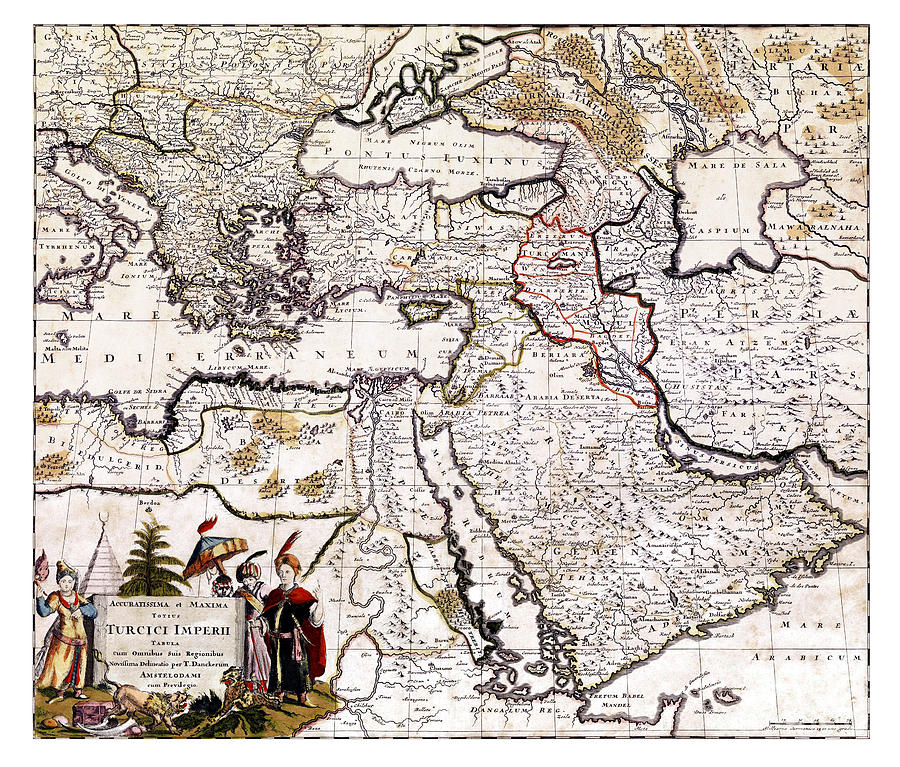 Map of The Ottoman Empire - 18th century Painting by Pablo Romero
