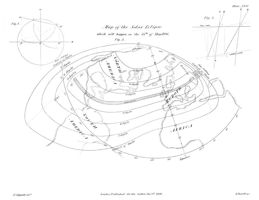 Map Of The Solar Eclipse Of 15 May 1836 Photograph by Royal Astronomical Society/science Photo Library