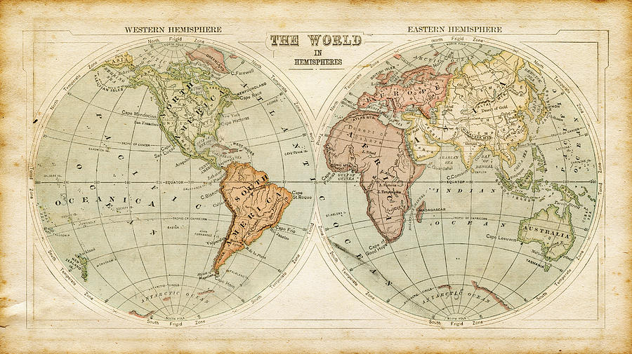 Map of the World 1875 Photograph by Roberto Adrian - Fine Art America