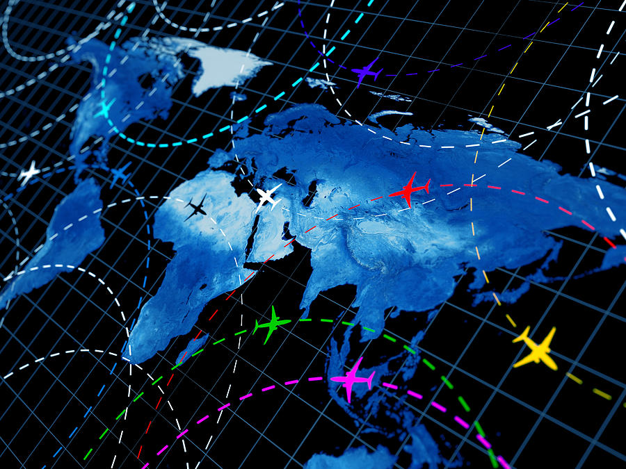 Map of the world showing air traffic patterns Photograph by Vertigo3d