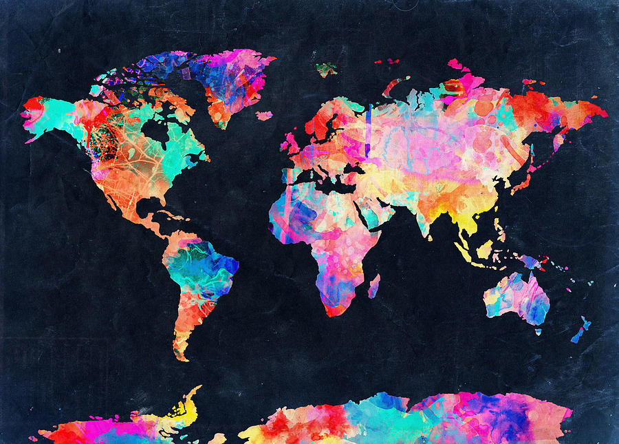 Map Of The World Watercolor 4 Painting by Bekim M