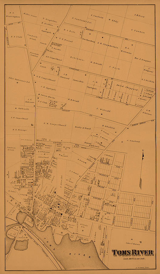 Map of Toms River 1878 Photograph by Andrew Fare Pixels