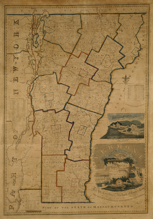 Map of Vermont 1824 Photograph by Andrew Fare