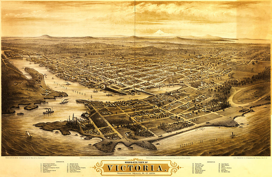 Map of Victoria BC Canada 1878 Painting by MotionAge Designs