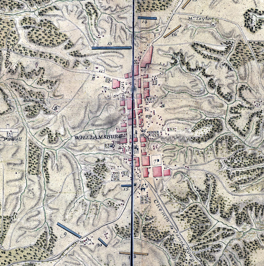 Map Of Williamsburg In Virginia. The Photograph by Everett