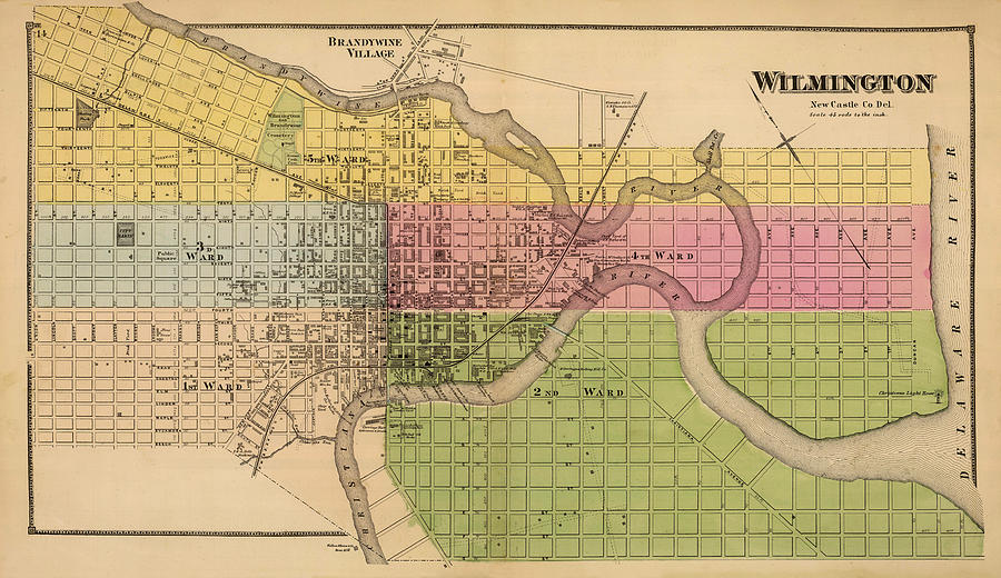 Map of Wilmington 1868 Photograph by Andrew Fare