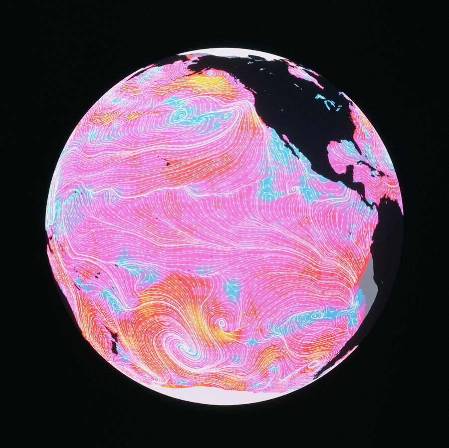 Map Of Wind Over Pacific Ocean Photograph by Nasa/science Photo Library