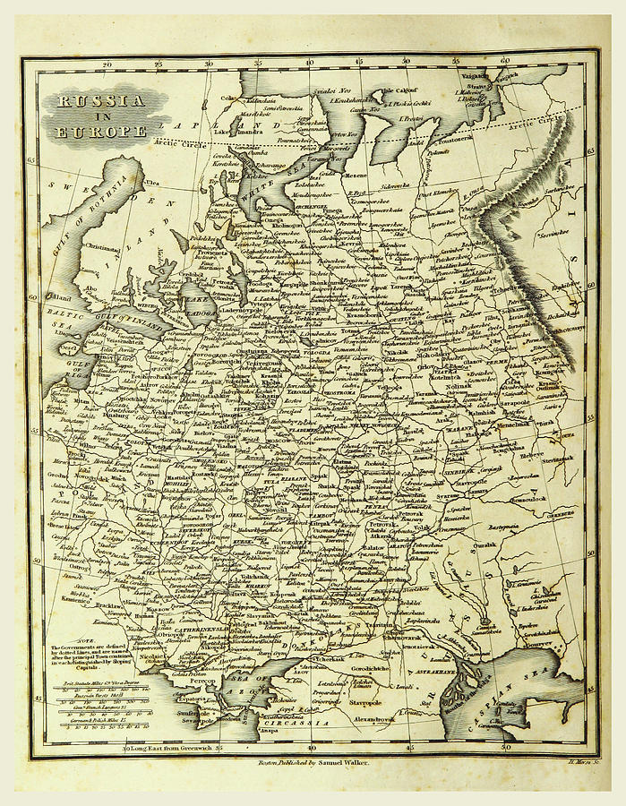 Map Russia, 19th Century Engraving Drawing by Litz Collection - Fine ...