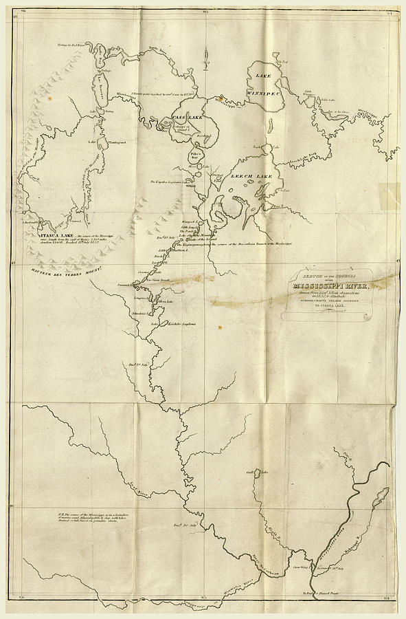 Map The Upper Mississippi To Itasca Lake Drawing by Litz Collection ...