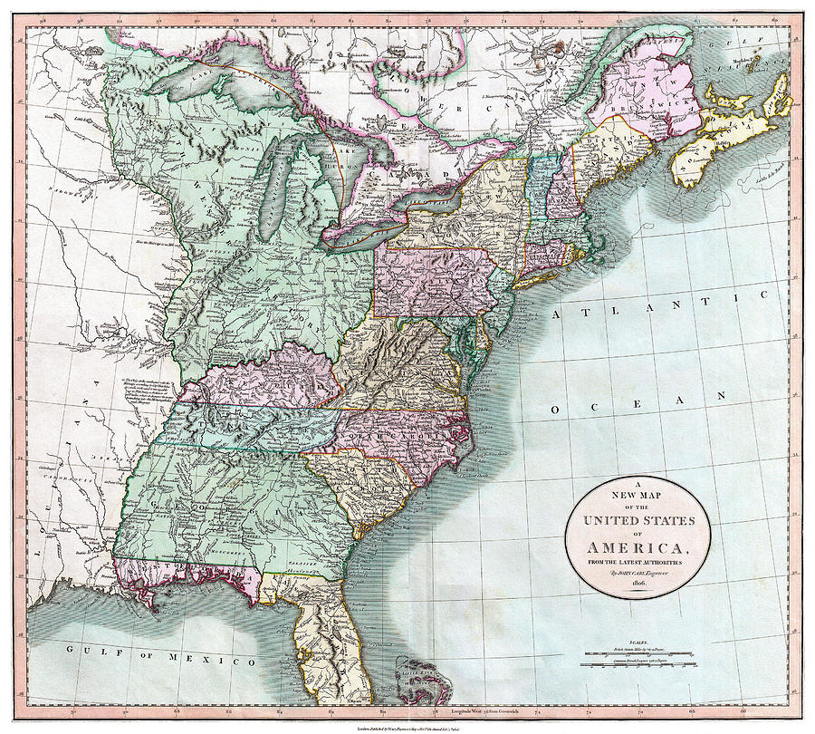 Map United States, 1806 Painting by Granger | Pixels