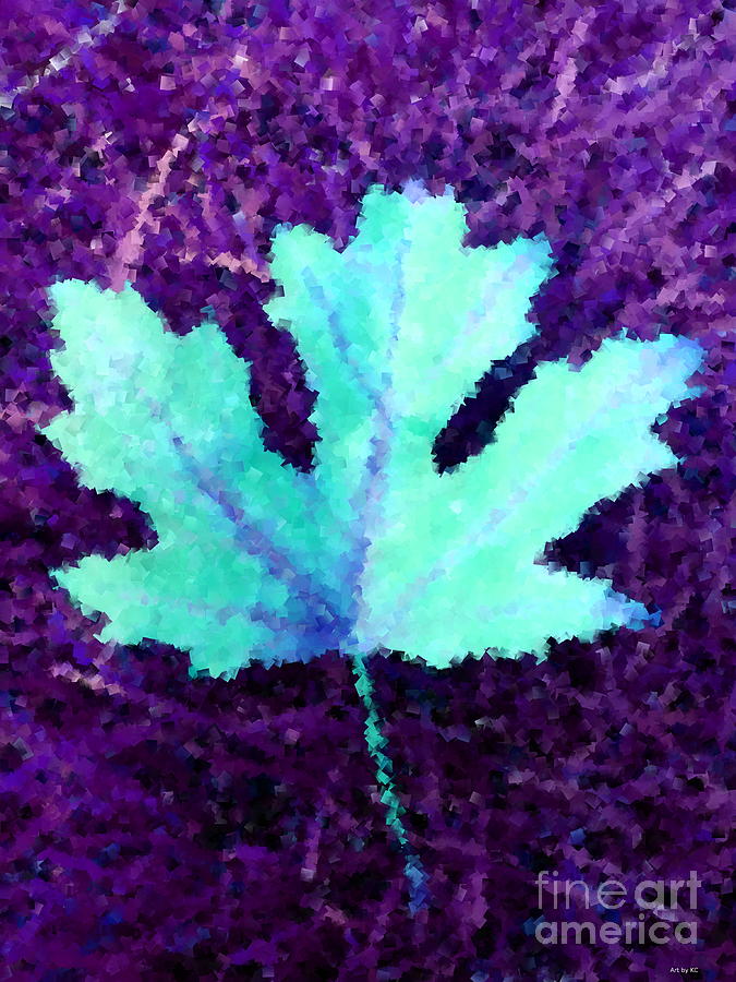 Maple Leaf  pop cubist purple Digital Art by Vintage Collectables