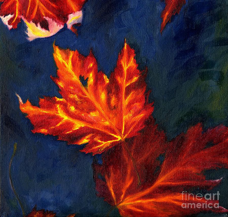 Nature Painting - Maple Leaves in Autumn by MM Anderson