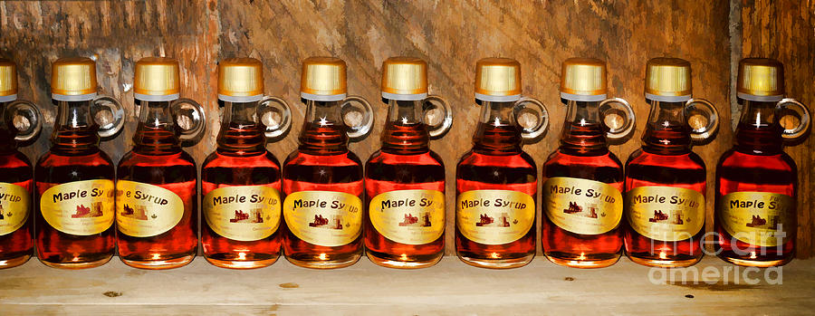 Bottle Photograph - Maple Syrup bottles - painterly by Les Palenik
