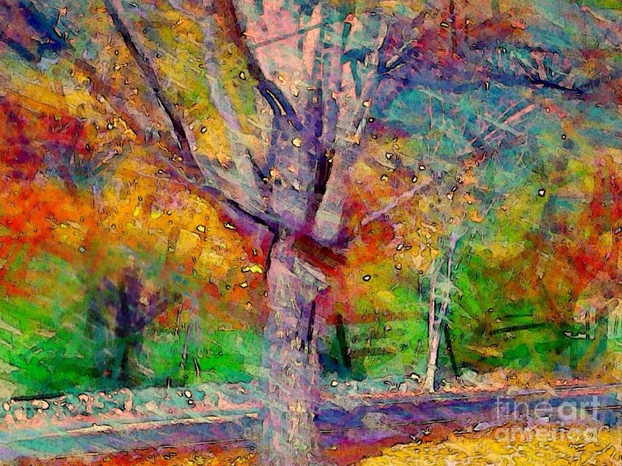 H Maple Tree in Autumn - Horizontal Painting by Lyn Voytershark