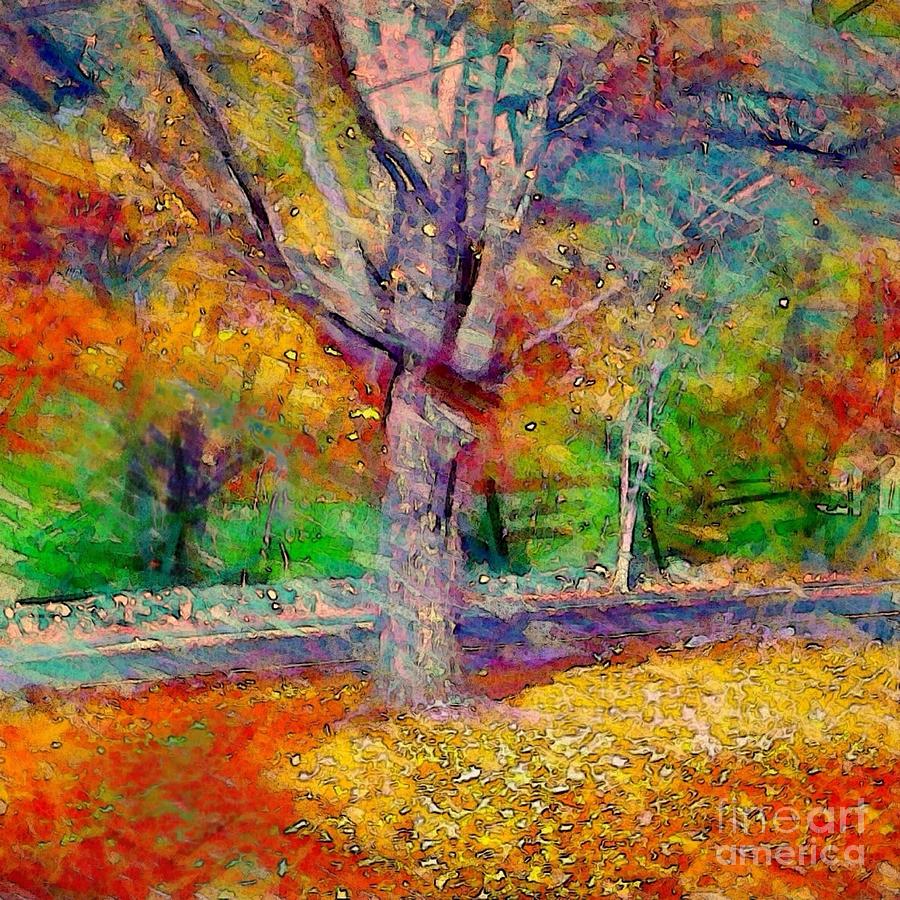S Maple Tree in Autumn - Square Painting by Lyn Voytershark