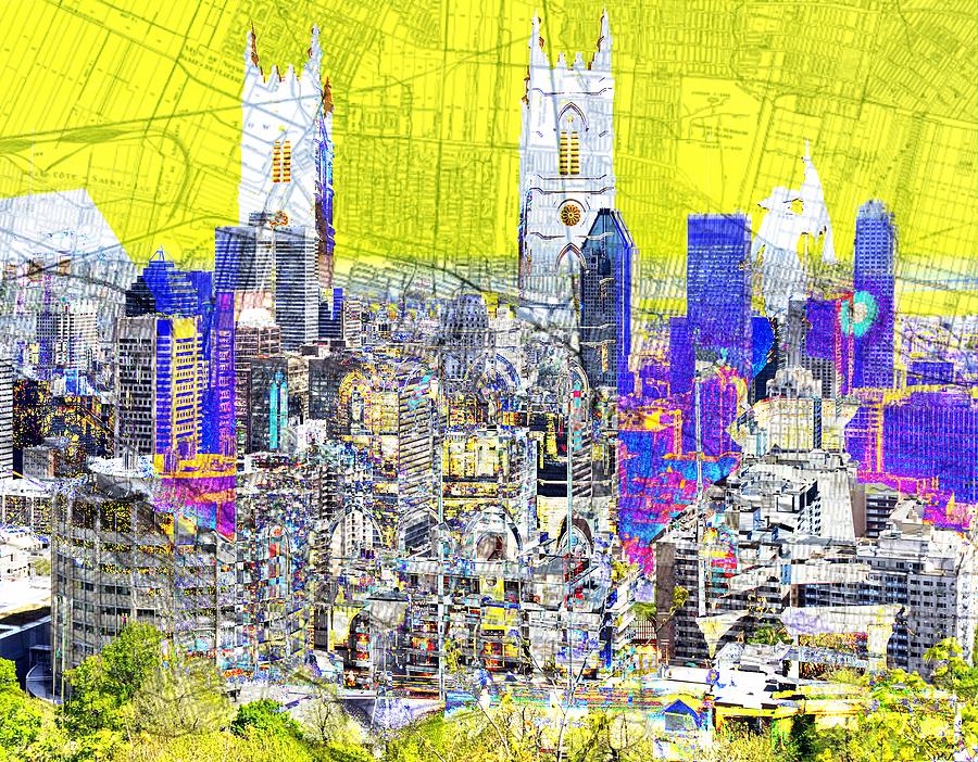 Map Digital Art - Mapping Montreal City Art by Mary Clanahan