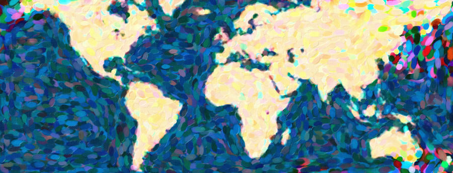 maps pointilism World Map 2 Painting by MotionAge Designs