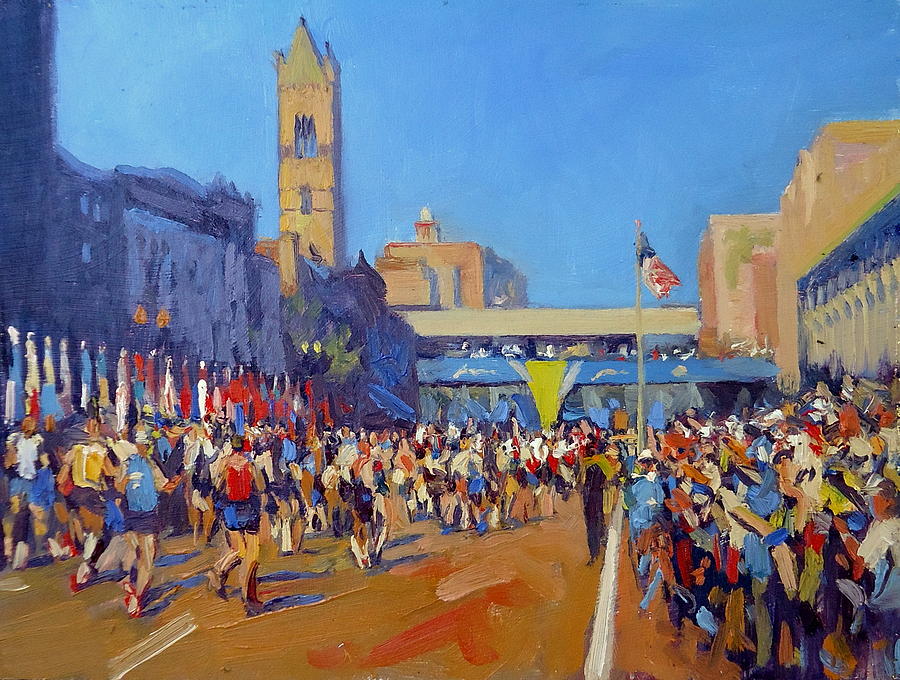 Boston Marathon Painting - Marathon Finish by Dianne Panarelli Miller