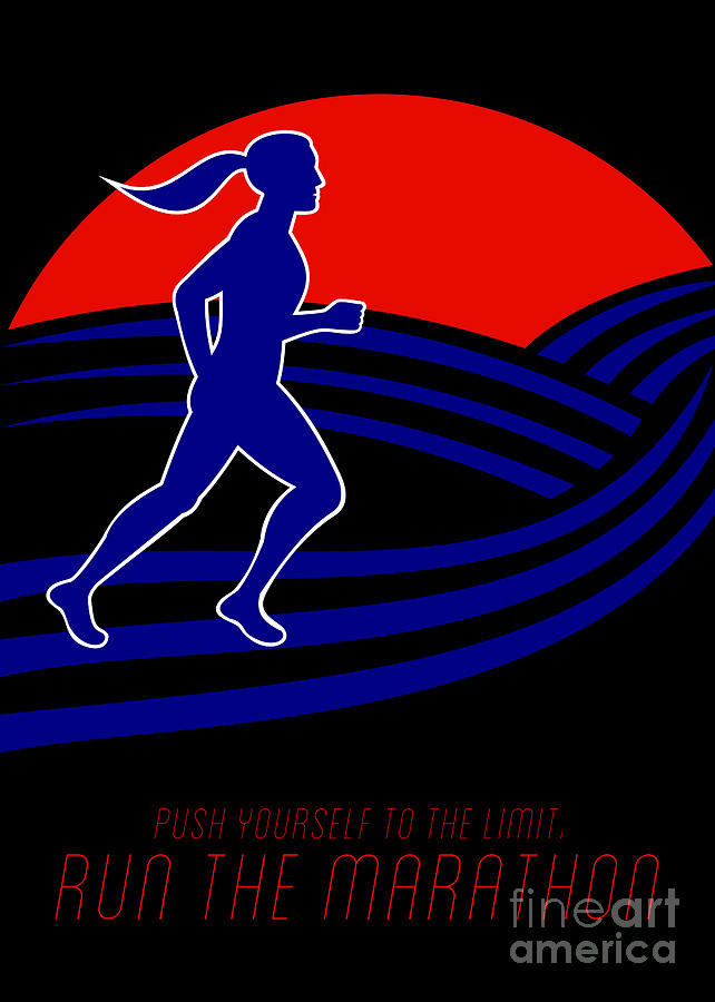 Marathon Runner Female Pushing Limits Poster Digital Art