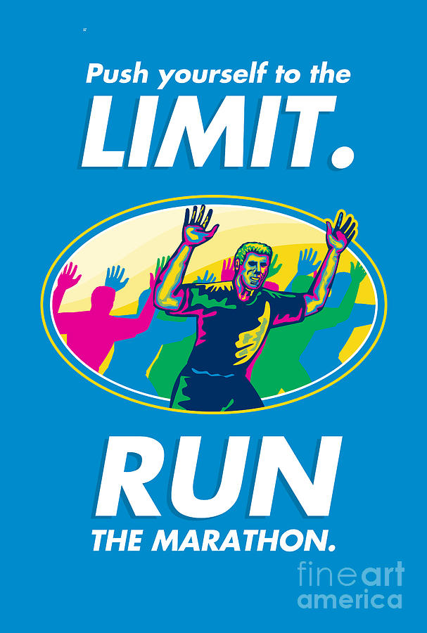 Athlete Digital Art - Marathon Runner Push Limits Poster by Aloysius Patrimonio