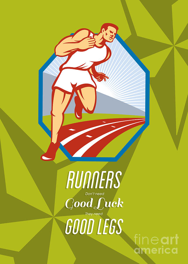 Marathon Runner Race Track Retro Poster Digital Art by Aloysius ...