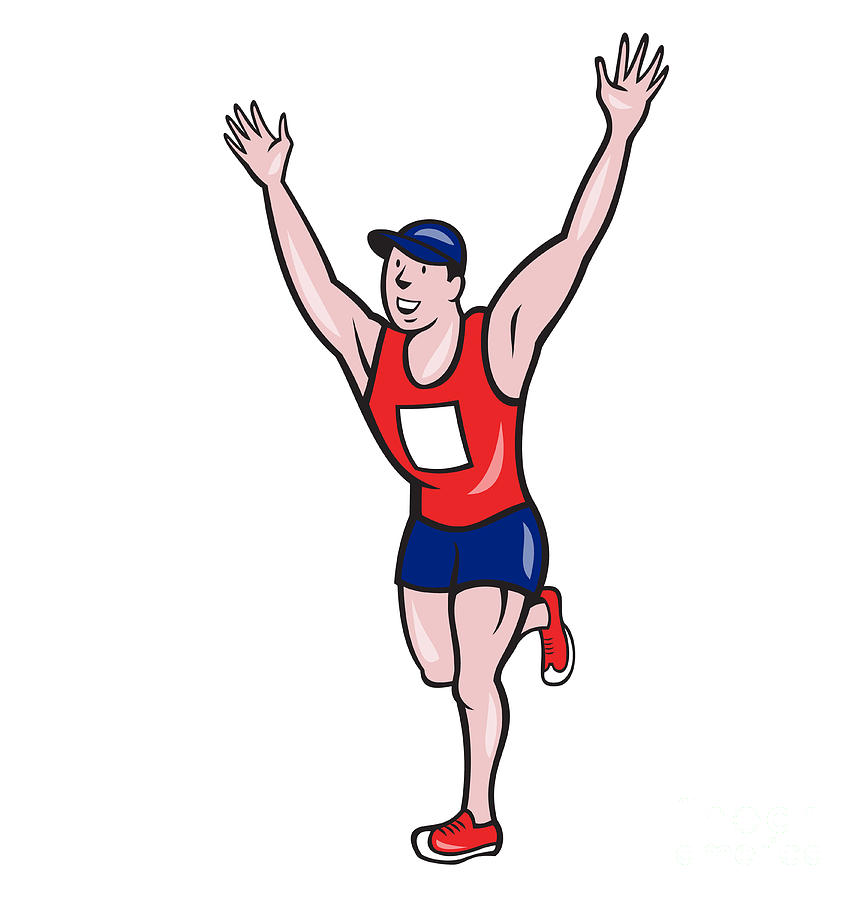 Marathon Runner Winning Cartoon Digital Art by Aloysius Patrimonio - Fine  Art America
