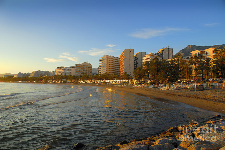 Marbella Hotels in the sunset Photograph by Brenda Kean
